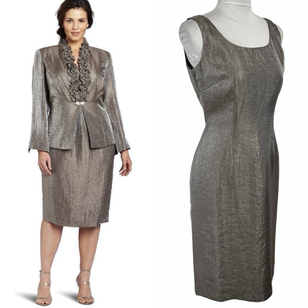 Jessica Howard 2‎ Pc Ruffle Jacket Dress Suit Set Size 8 Wedding Formal Church